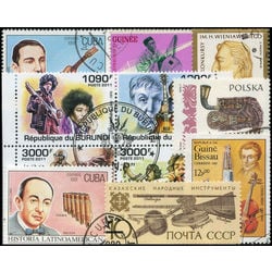 music instruments on stamps