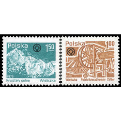 poland stamp 2346 2347 wieliczka ancient rock salt mines 1979