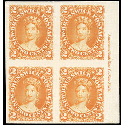 new brunswick stamp 7p queen victoria 2 1863 IMPRINT BLOCK MVF