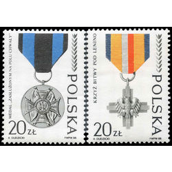 poland stamp 2869 2870 world war ii combat medals 1988