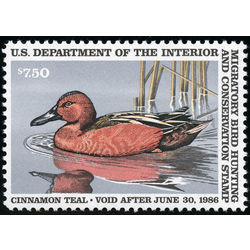 us stamp rw hunting permit rw52 cinnamon tail 7 50 1985