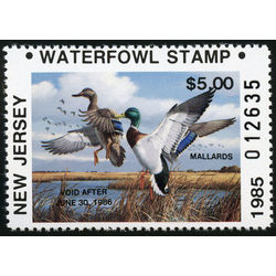 us stamp rw hunting permit rw nj4 new jersey mallards 5 1985