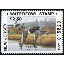 us stamp rw hunting permit rw nj19 new jersey bluebills 2 50 1992