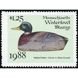 us stamp rw hunting permit rw ma15 massaschusetts mallard decoy 1 25 1988