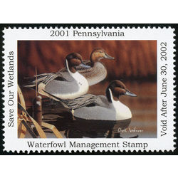 us stamp rw hunting permit rw pa19 pennsylvania pintails 5 50 2001