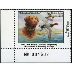 us stamp rw hunting permit rw sc27 south carolina redheads golden retirever 5 50 2007