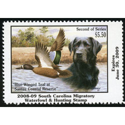 us stamp rw hunting permit rw sc28 south carolina blue winged teal labrador retriever 5 50 2008