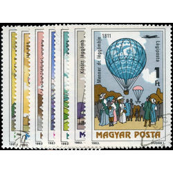 hongrie stamp c438 c444 hot air balloons 1983