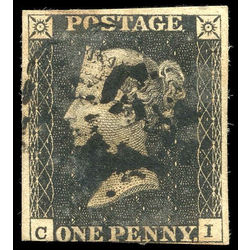 great britain stamp 1 queen victoria penny black 1p 1840 U F 028