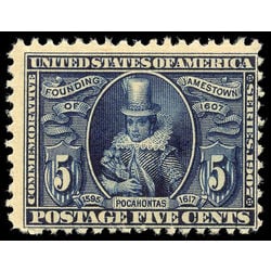 us stamp postage issues 330 pocahontas 5 1907 m fnh 003