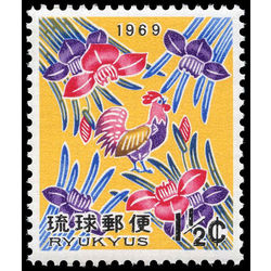 ryukyus stamp 180 cock and iris 1 1968