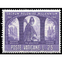vatican stamp 434 millenium of christianization of poland 25l 1966