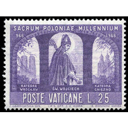 vatican stamp 434 millenium of christianization of poland 25l 1966