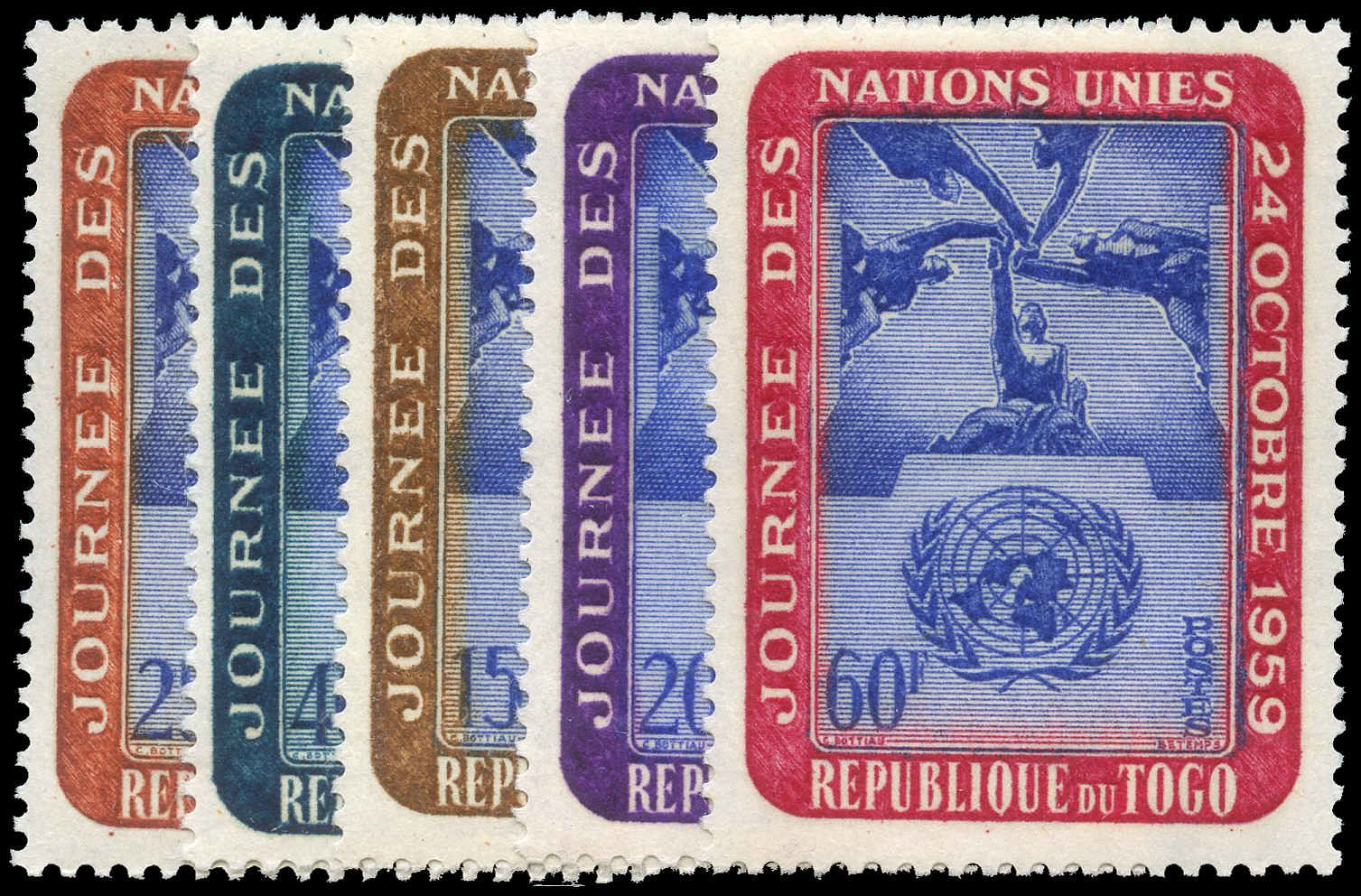 Buy TOGO #364-8 - Five Continents, Ceiling Painting, Palais des Nations,  Geneva (1959)