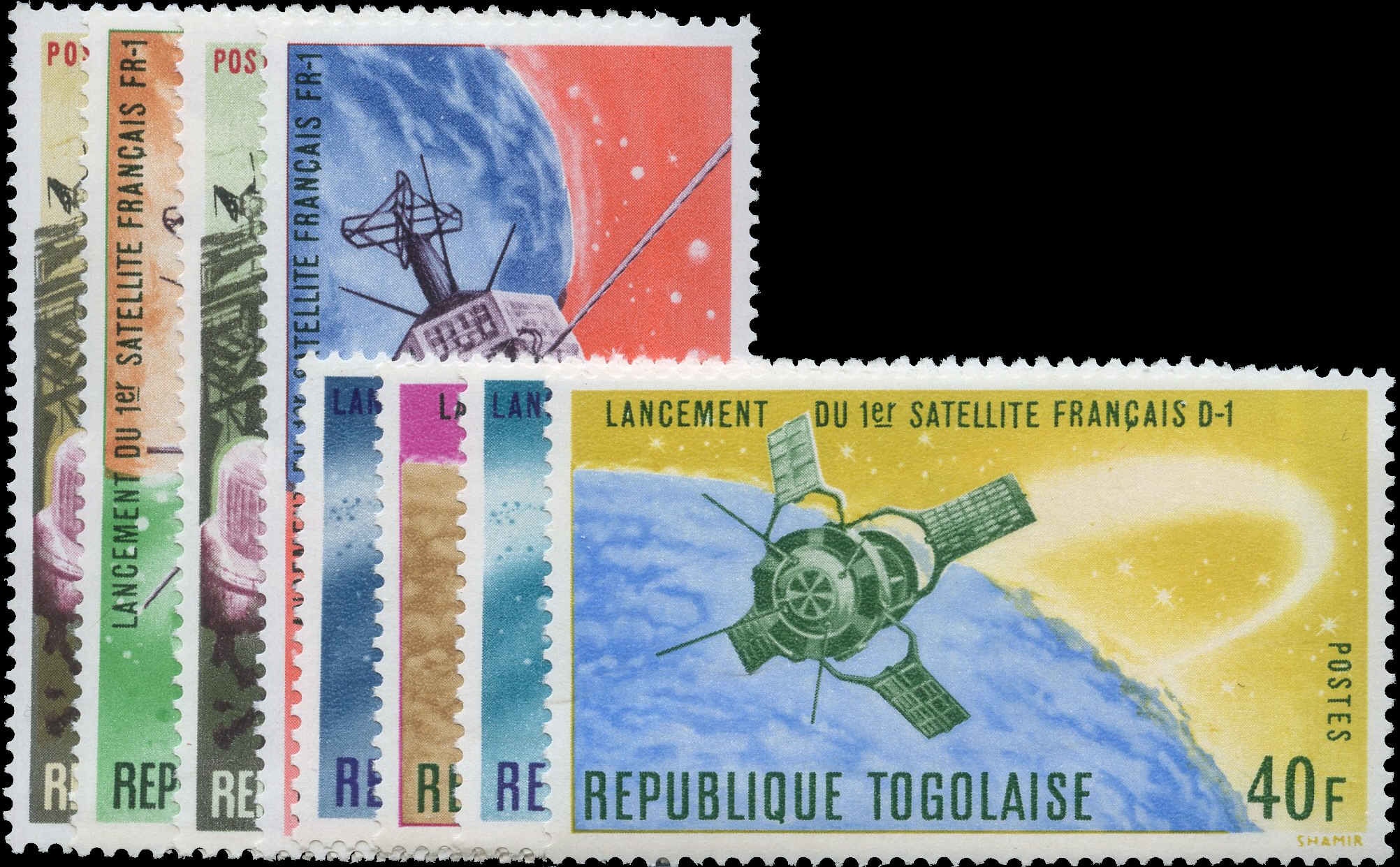 Buy TOGO #593-8, C65-C66 - French achievements in space (1966)