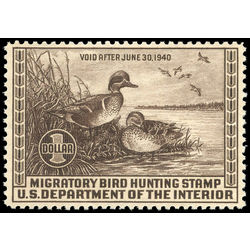 us stamp rw hunting permit rw6 green winged teal 1 1939 m nh 001