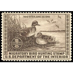 us stamp rw hunting permit rw6 green winged teal 1 1939