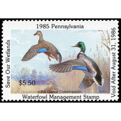 us stamp rw hunting permit rw pa3 pennsylvania mallards 5 50 1985