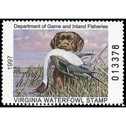 us stamp rw hunting permit rw va10 virginia pintail and labrador retriever 5 1997
