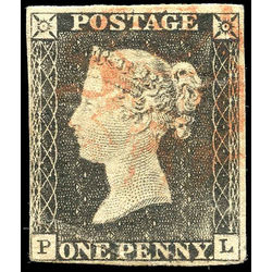 great britain stamp 1 queen victoria penny black 1p 1840 U F VF 029