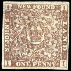 newfoundland stamp 15ac pence third issue 1d 1861 U VF 002