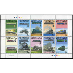 grenada stamp 1684 trains 0