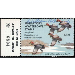 us stamp rw hunting permit rw md5 maryland redheads 1 10 1978