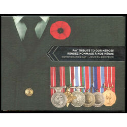 2010 canada remembrance day collector card of 3 coins