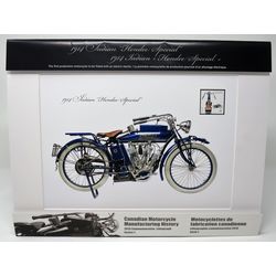 commemorative lithograph of the 1914 indian motocycle