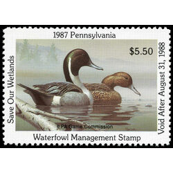 us stamp rw hunting permit rw pa5 pennsylvania pintails 5 50 1987