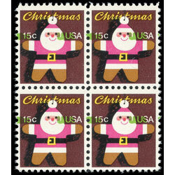 us stamp postage issues 1800 santa claus christmas tree ornament 15 1979 block green misaligned 001