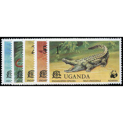 uganda stamp 176 180 wolrd wildlife fund 1977