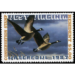 us stamp rw hunting permit rw wv1 west virginia canada geese 5 1987