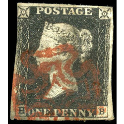 great britain stamp 1 queen victoria penny black 1p 1840 U F VF 031