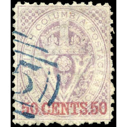 british columbia vancouver island stamp 17 surcharge 1869 u vf 004