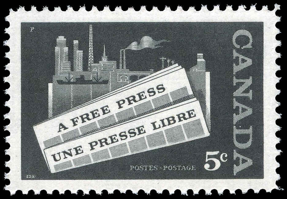 Download Buy Canada #375 - "A Free Press" (1958) 5¢ | Arpin Philately
