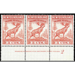 canada revenue stamp nfr46 caribou 5 1966 M FNH PLATE STRIP 001