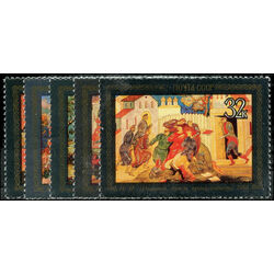 russia stamp 5063 7 lacquerware paintings ustera 1982