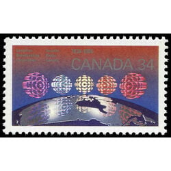 canada stamp 1103 cbc logo over 5 regions of canada 34 1986