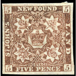 newfoundland stamp 5 pence first issue 5d 1857 M VF 011