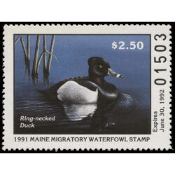 us stamp rw hunting permit rw me8 maine ring necked duck 2 50 1991