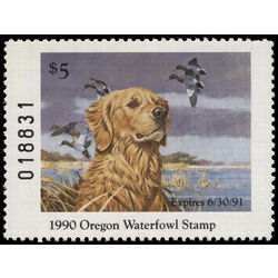 us stamp rw hunting permit rw or8 oregon mallards and golden retirever 5 1990