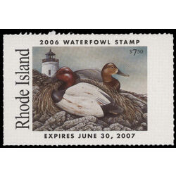 us stamp rw hunting permit rw ri18 rhode island canvasbacks and lighthouse 7 50 2006