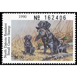 us stamp rw hunting permit rw nd56 north dakota labrador retiriever and mallard 6 1990