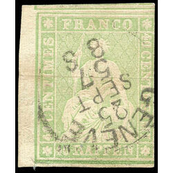 switzerland stamp 29 helvetia 40r 1855