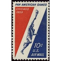 us stamp c air mail c56 pan american games runner 10 1959