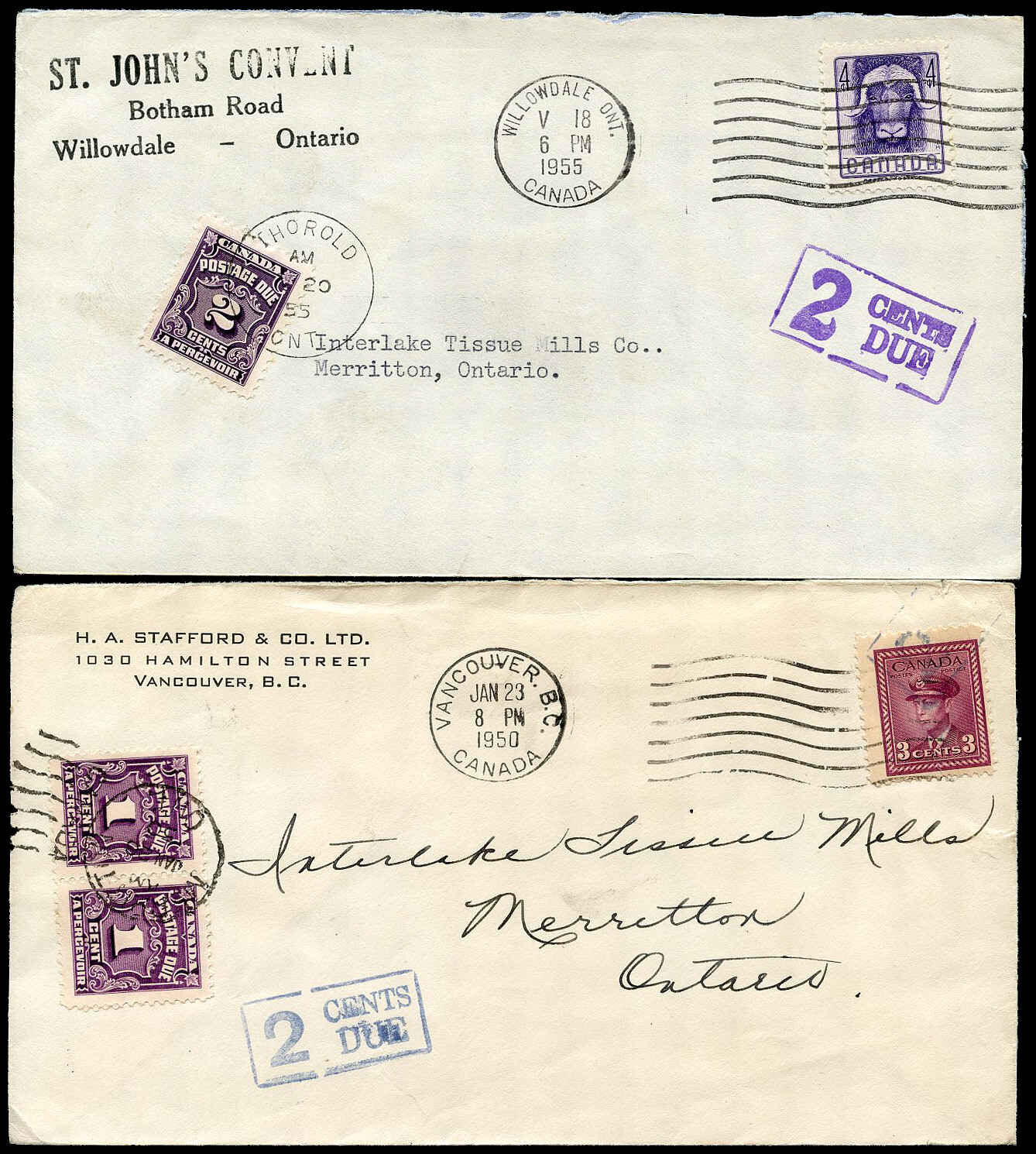 Buy 6 Canada Covers with Postage Due stamps | Arpin Philately