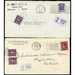 6 canada covers with postage due stamps