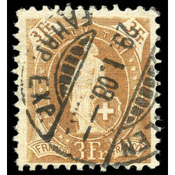 switzerland stamp 111a helvetia large numerals 3fr 1907 U 001