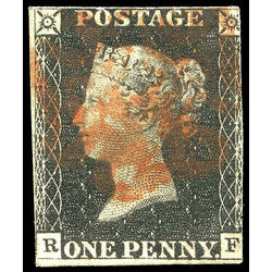 great britain stamp 1 queen victoria penny black 1p 1840 U F 041
